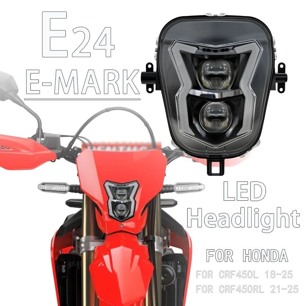 Светодиодная фара для Honda CRF450RL CRF450L 2018-2025 E24 E-mark, лампа для головного света мотоцикла с DRL
Светодиодная фара для Honda CRF450RL CRF450L 2018-2025 E24 E-mark, лампа для головного света мотоцикла с DRL