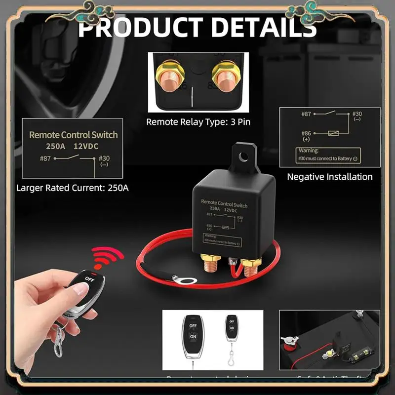 ASMA-Remote Battery Disconnect Switch 12V 250A Wireless Remote Control Battery Disconnect Switch Dual Remote Control Switch
ASMA-Remote Battery Disconnect Switch 12V 250A Wireless Remote Control Battery Disconnect Switch Dual Remote Control Switch