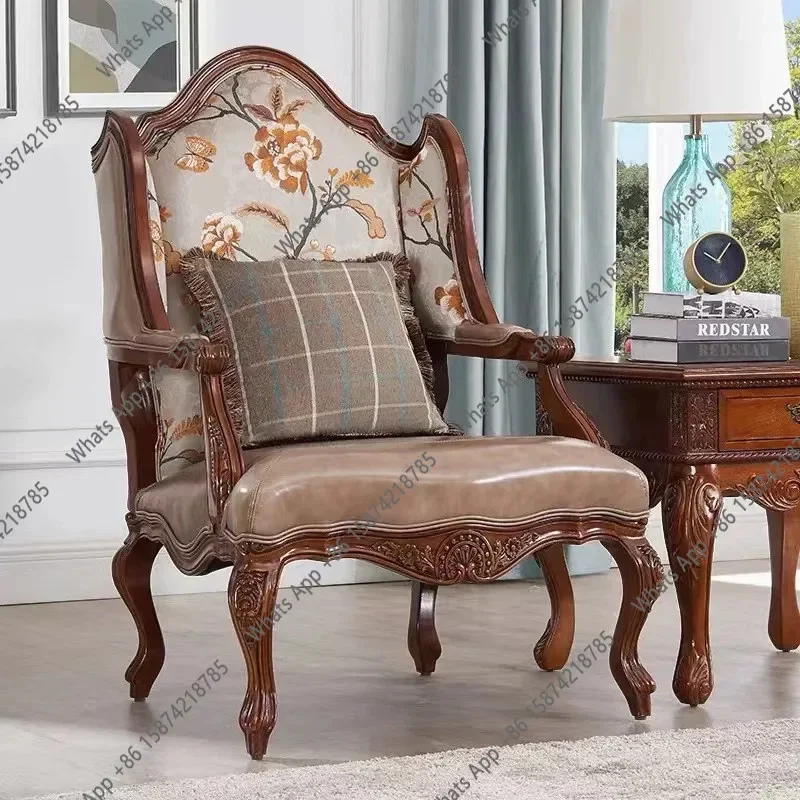 40 American Solid Wood Carved Leather Single Embroidered Sofa Chair Living Room Quality Luxury High Back Armchair Back Chair
40 American Solid Wood Carved Leather Single Embroidered Sofa Chair Living Room Quality Luxury High Back Armchair Back Chair