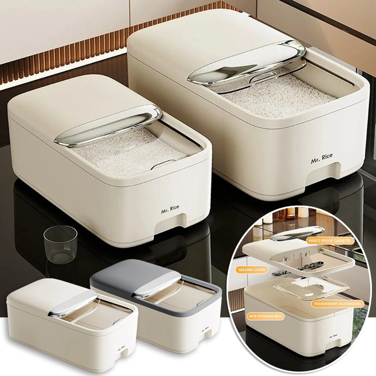 5/10KG Rice Bucket Kitchen Storage Container with Lid Insect Proof Moisture Proof Rice Box Grain Sealed Jar Kitchen Container
5/10KG Rice Bucket Kitchen Storage Container with Lid Insect Proof Moisture Proof Rice Box Grain Sealed Jar Kitchen Container