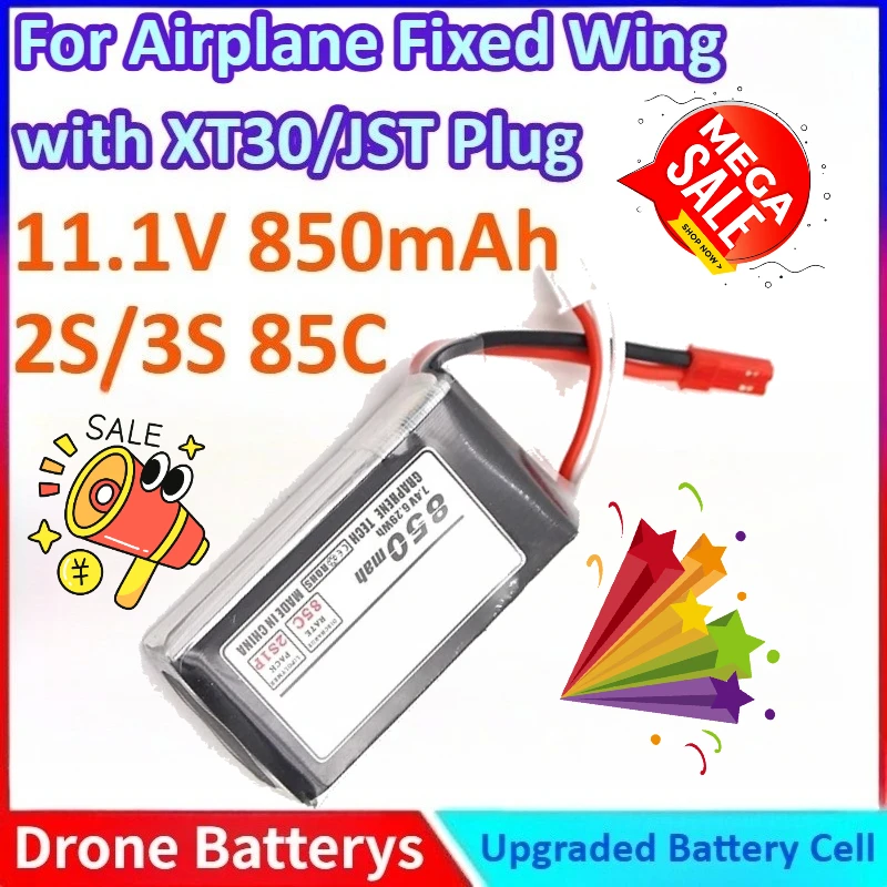 85C 2S/3S Modle 11.1V 850mAh RC New General-purpose Huapai Infinity Graphene Battery for Airplane Fixed Wing with XT30/JST Plug
85C 2S/3S Modle 11.1V 850mAh RC New General-purpose Huapai Infinity Graphene Battery for Airplane Fixed Wing with XT30/JST Plug