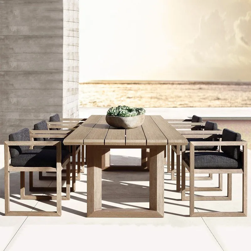 Modern simple outdoor teak furniture solid wood dining table and chairs set villa courtyard garden table and chairs
Modern simple outdoor teak furniture solid wood dining table and chairs set villa courtyard garden table and chairs