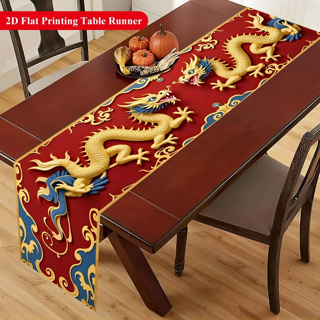 1 шт., китайский дракон, 2D настольная дорожка, красный фон, золотой, синий узор, плоская печать, декор для обеденного стола, домашняя вечеринка, праздник
1 шт., китайский дракон, 2D настольная дорожка, красный фон, золотой, синий узор, плоская печать, декор для обеденного стола, домашняя вечеринка, праздник