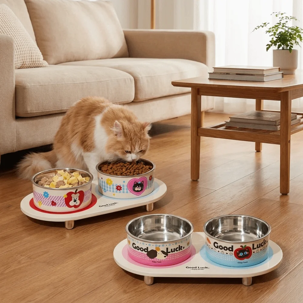 Stainless Steel Double Cat Bowl Large Capacity Neck Protection Pet Food Feeder Anti-Tip Non-Slip Cat Water Bowl Food Water
Stainless Steel Double Cat Bowl Large Capacity Neck Protection Pet Food Feeder Anti-Tip Non-Slip Cat Water Bowl Food Water