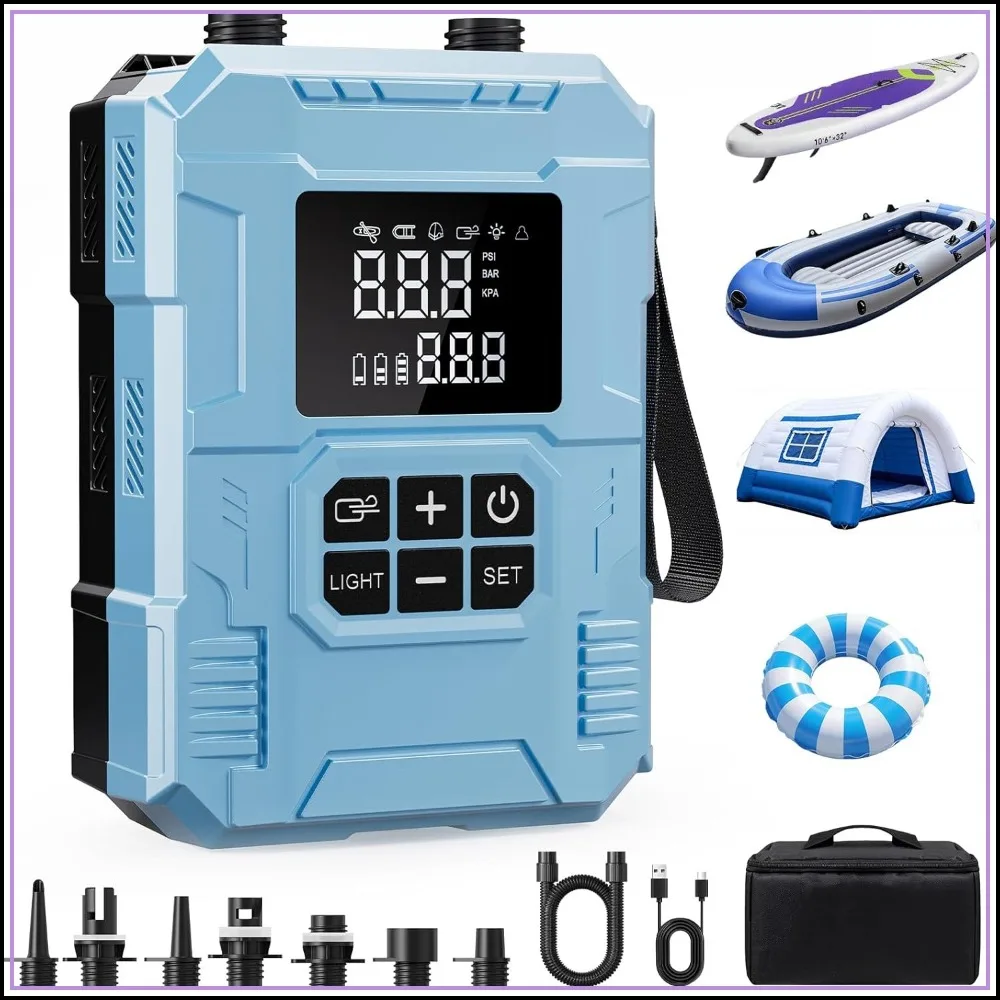 22 PSI Cordless Rechargeable SUP Pump, 4X Faster Dual-Stage Inflation & Deflation, Portable Air Pump with LED Light & Auto-Off for SUP, Kayak, Surfing Kite
22 PSI Cordless Rechargeable SUP Pump, 4X Faster Dual-Stage Inflation & Deflation, Portable Air Pump with LED Light & Auto-Off for SUP, Kayak, Surfing Kite
