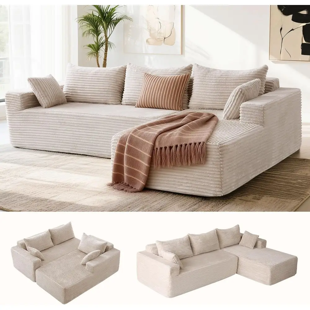 105 L-Shape Chaise Sectional Sofa with Deep Seat, Plush Corduroy Fabric, Living Room/Bedroom, Ready to Use, Beige
105 L-Shape Chaise Sectional Sofa with Deep Seat, Plush Corduroy Fabric, Living Room/Bedroom, Ready to Use, Beige