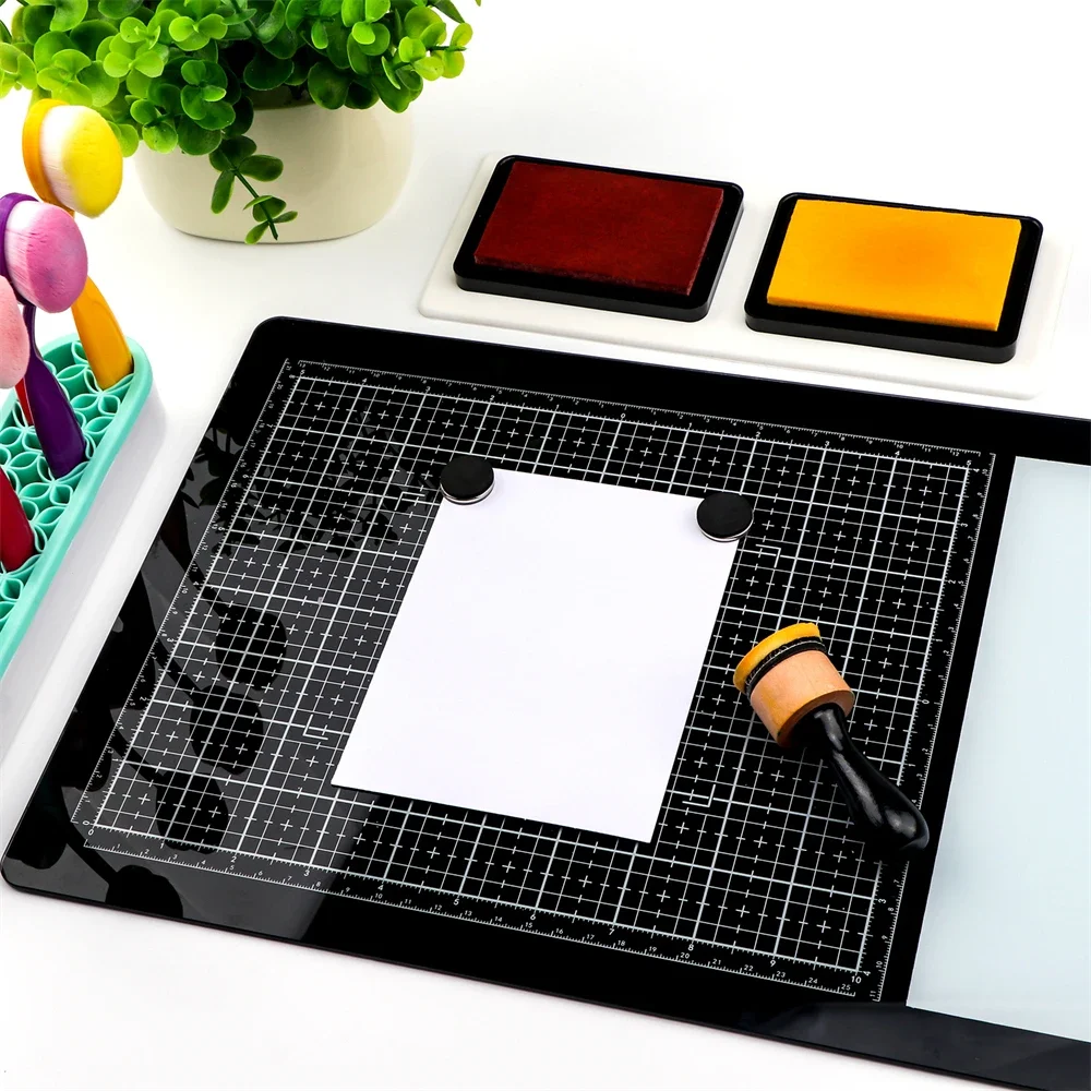 40x26cm All-in-one Magnetic Glass Craft Mat for Cutting Stamping Tempered Glass Surface Heat Embossing and Hot Glue Projects
40x26cm All-in-one Magnetic Glass Craft Mat for Cutting Stamping Tempered Glass Surface Heat Embossing and Hot Glue Projects