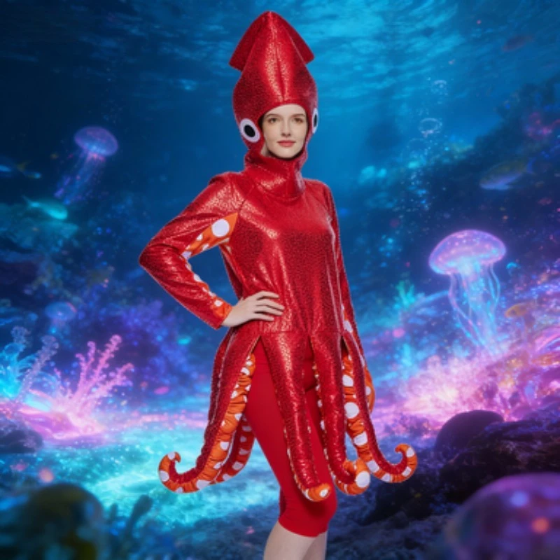 Red Octopus Womens Costume High Quality Halloween Cosplay Ocean Party Stage Performance Wear
Red Octopus Womens Costume High Quality Halloween Cosplay Ocean Party Stage Performance Wear