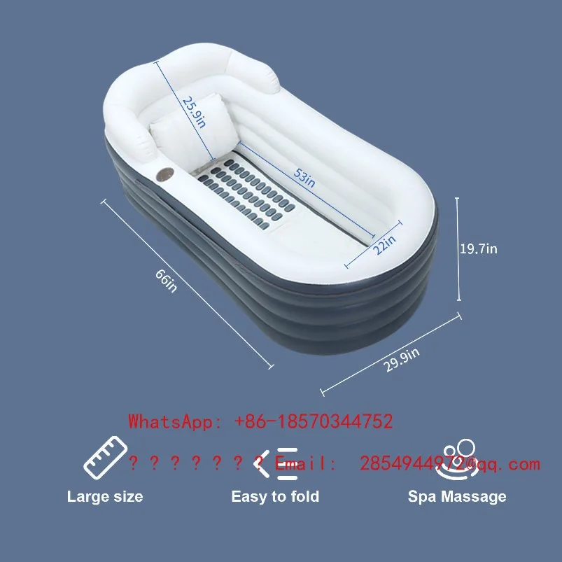 Inflatable Bathtub with Bubble Massage Pad, Folding Surf Jacuzzi Thickened and Extended Version with Cushions
Inflatable Bathtub with Bubble Massage Pad, Folding Surf Jacuzzi Thickened and Extended Version with Cushions