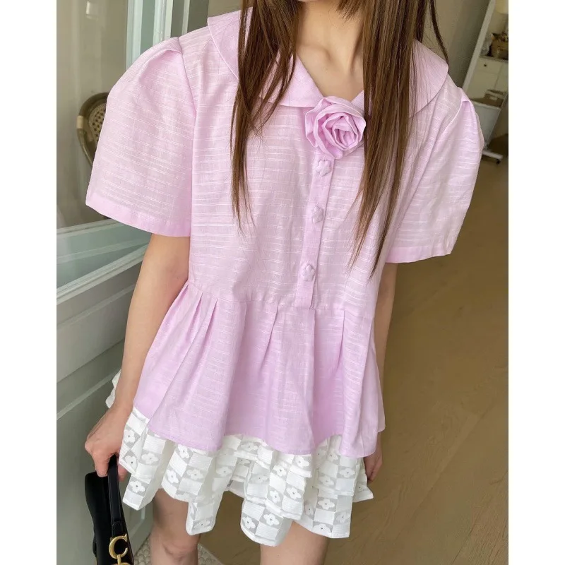 SuperAen 2024 Summer Fashion Loose Flower Decoration Lapel Neck Short Sleeve T-shirt
SuperAen 2024 Summer Fashion Loose Flower Decoration Lapel Neck Short Sleeve T-shirt