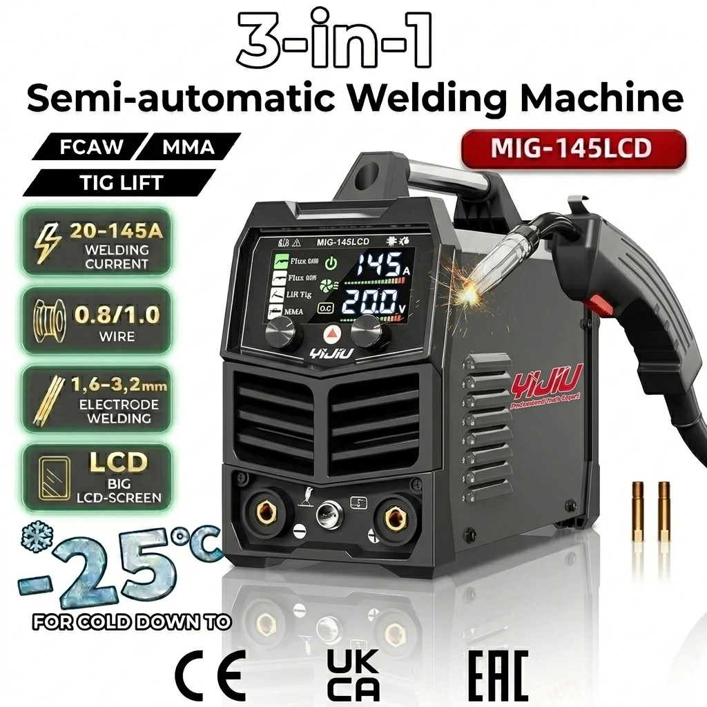 145A MIG Welder Safety Protection 3 in 1 Welder FLUX MIG/Lift TIG/ARC Multi-Process Mig Welder 110V DC Welding Machine
145A MIG Welder Safety Protection 3 in 1 Welder FLUX MIG/Lift TIG/ARC Multi-Process Mig Welder 110V DC Welding Machine