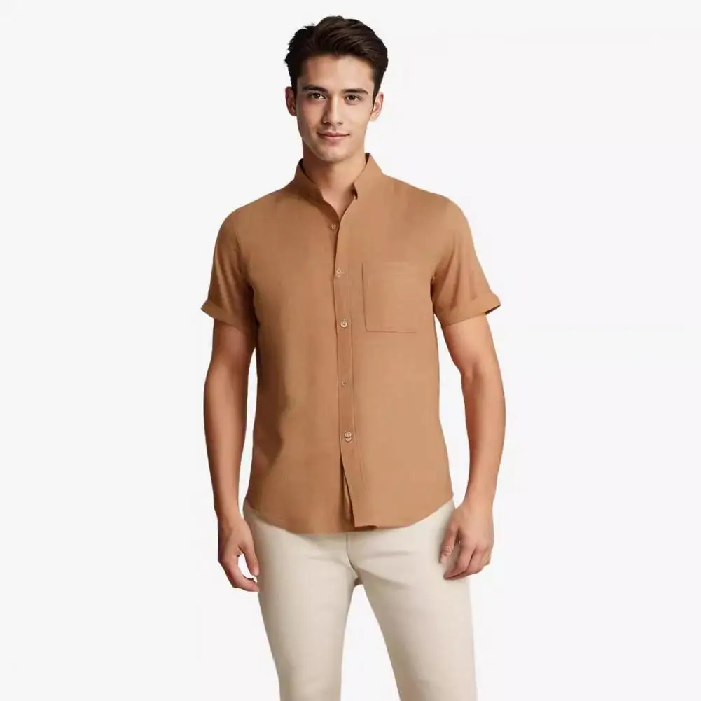 Free Stretch Men Shirt Stylish Men's Stand Collar Cardigan Casual Daily Wear with Chest Pocket Short Sleeves Loose for Office
Free Stretch Men Shirt Stylish Men's Stand Collar Cardigan Casual Daily Wear with Chest Pocket Short Sleeves Loose for Office