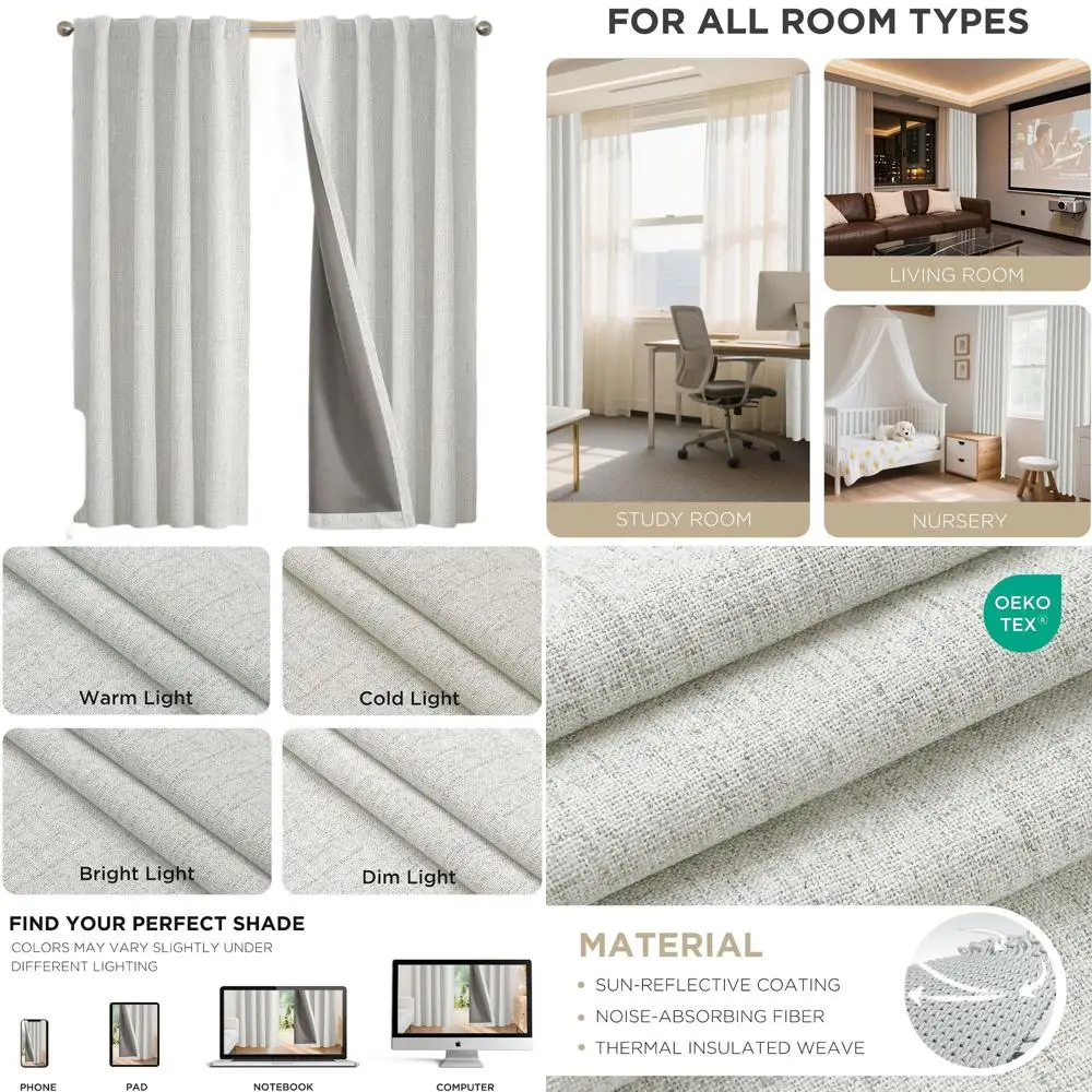 Комплект светонепроницаемых штор 120 дюймов, 100% блэкаут, термоизоляция, льняная текстура, для спальни и гостиной
Комплект светонепроницаемых штор 120 дюймов, 100% блэкаут, термоизоляция, льняная текстура, для спальни и гостиной