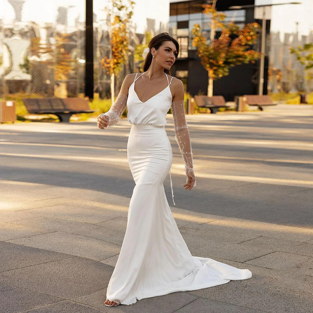 Elegant Mermmaid Wedding Dresses with Jersey Spaghetti Straps Bridal Gowns for Women 2024 Summer Court Train Vestidos De Novia
Elegant Mermmaid Wedding Dresses with Jersey Spaghetti Straps Bridal Gowns for Women 2024 Summer Court Train Vestidos De Novia