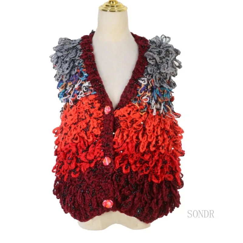 Contrast Color Vest Sweater Fringed Single-breasted V-neck Sleeveless Sweater Vest Spring Autumn Tops Women Striped Knit Vests
Contrast Color Vest Sweater Fringed Single-breasted V-neck Sleeveless Sweater Vest Spring Autumn Tops Women Striped Knit Vests
