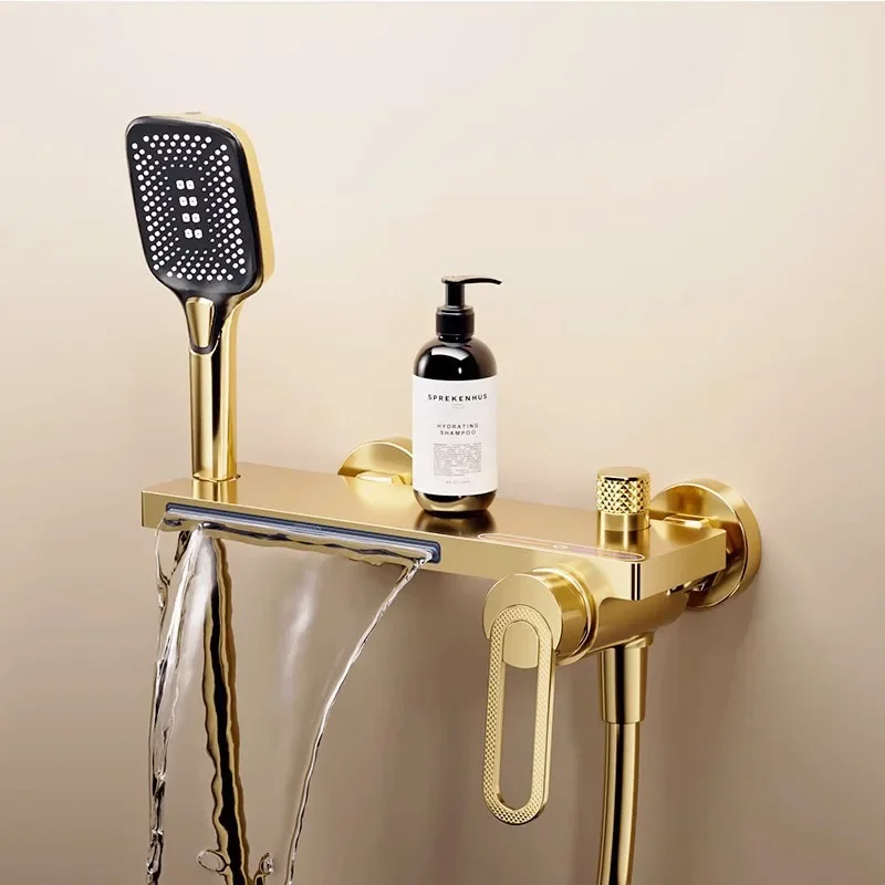 Luxury Bathroom Shower Faucet Copper Black Bathtub Faucet Shower Set Wall Mounted big waterfall outlet
Luxury Bathroom Shower Faucet Copper Black Bathtub Faucet Shower Set Wall Mounted big waterfall outlet