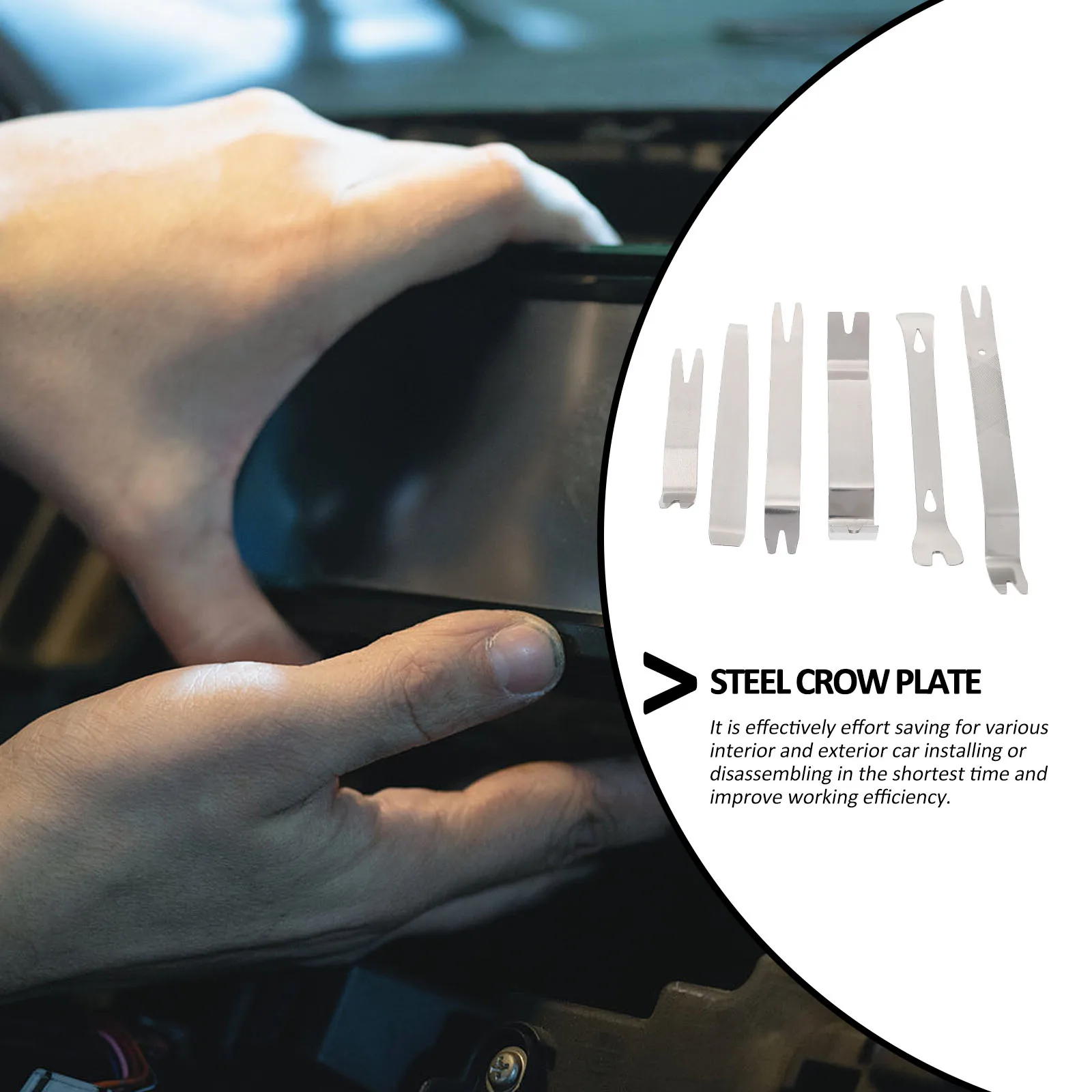6pcs Stainless Pry Tool Durable Effort Saving Car Installing Stainless Steel Crowbar Disassembling Hand Tools Pry Bar Panel
6pcs Stainless Pry Tool Durable Effort Saving Car Installing Stainless Steel Crowbar Disassembling Hand Tools Pry Bar Panel