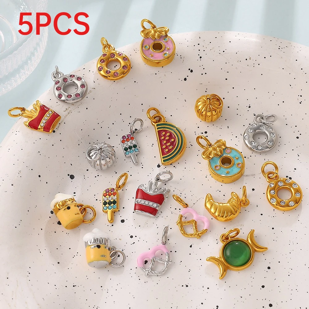 5Pcs Stainless Steel Food Charms Ins Style Donut Fries Enamel Pendant Fashion DIY Jewelry Accessories For Bracelet Necklace
5Pcs Stainless Steel Food Charms Ins Style Donut Fries Enamel Pendant Fashion DIY Jewelry Accessories For Bracelet Necklace