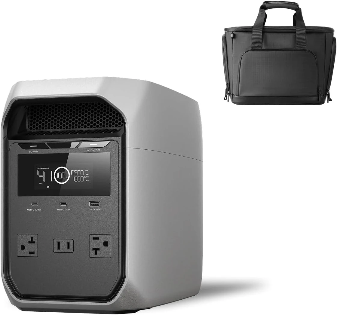 1024Wh Portable Power Station with Waterproof Bag, 1800W Output, Fast Charge for Home Backup, Outdoor & RVs,DELTA 3 Classic+Bag
1024Wh Portable Power Station with Waterproof Bag, 1800W Output, Fast Charge for Home Backup, Outdoor & RVs,DELTA 3 Classic+Bag