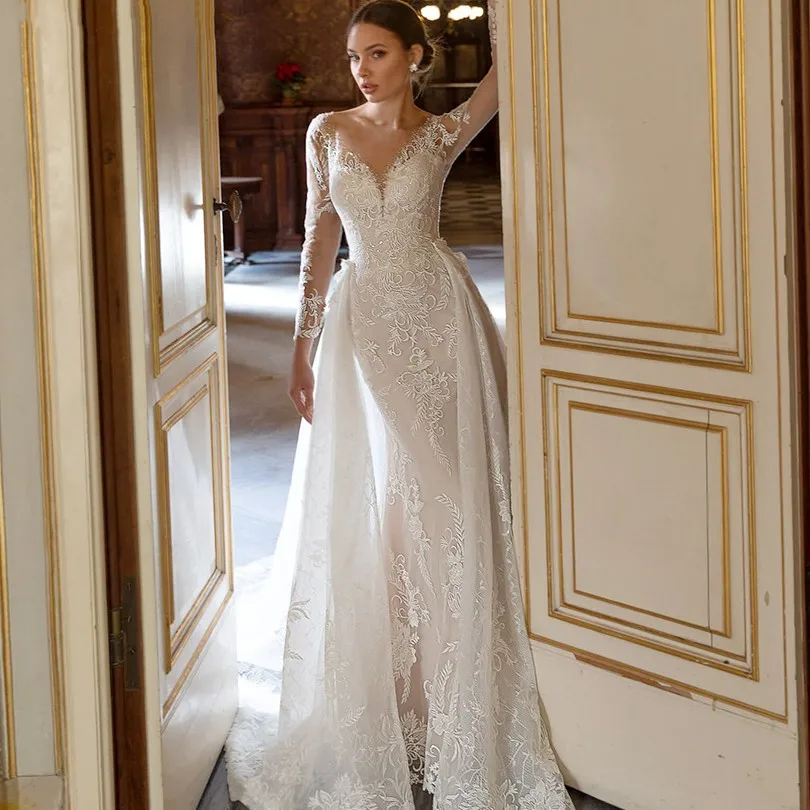 Perfect Hot Sexy Mermaid Wedding Dress 2023 Detachable 2 In 1 Long Sleeve Romantic Lace Appliques Wedding Gown Vestido De Novia
Perfect Hot Sexy Mermaid Wedding Dress 2023 Detachable 2 In 1 Long Sleeve Romantic Lace Appliques Wedding Gown Vestido De Novia