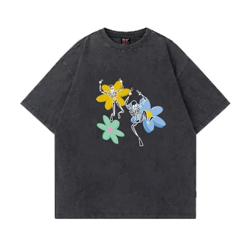 Short Sleeve T-shirts for Women and Men European American Fashion Cotton Tees Flower Skull Print Loose Top Summer Trend Thin Tee
Short Sleeve T-shirts for Women and Men European American Fashion Cotton Tees Flower Skull Print Loose Top Summer Trend Thin Tee