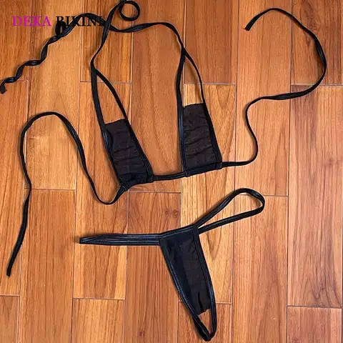 DEKA Women Mini Micro Bikini Set Open Crotch Swimsuit Erotic Lingerie Underwear Hollow Out Thongs Swimwear Bathingsuit G-string