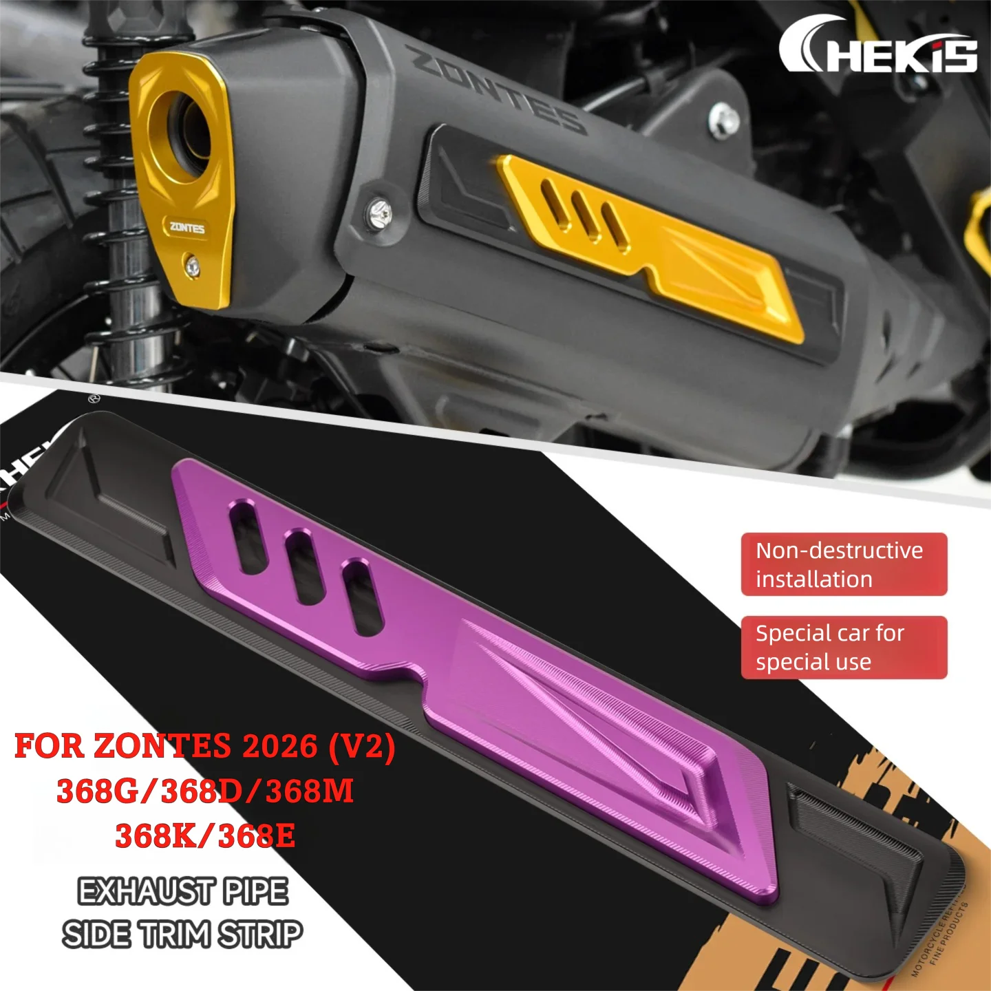 Chekis Is Suitable for the 2026 Model Zontes V2 Version 368G/368E/368K/368D/368M Modification Accessories, Exhaust Pipe Side Decorative Cover, Exhaust Pipe Shell Side Strip, Anti-Friction
Chekis Is Suitable for the 2026 Model Zontes V2 Version 368G/368E/368K/368D/368M Modification Accessories, Exhaust Pipe Side Decorative Cover, Exhaust Pipe Shell Side Strip, Anti-Friction