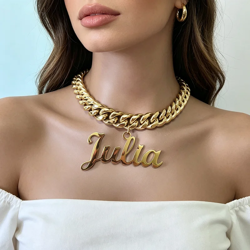 Customized Stainless Steel Words Name Pendant With 1.6CM/1.2CM Stainless Steel Cuban Chain for Men Women Hip Hop Jewelry
Customized Stainless Steel Words Name Pendant With 1.6CM/1.2CM Stainless Steel Cuban Chain for Men Women Hip Hop Jewelry