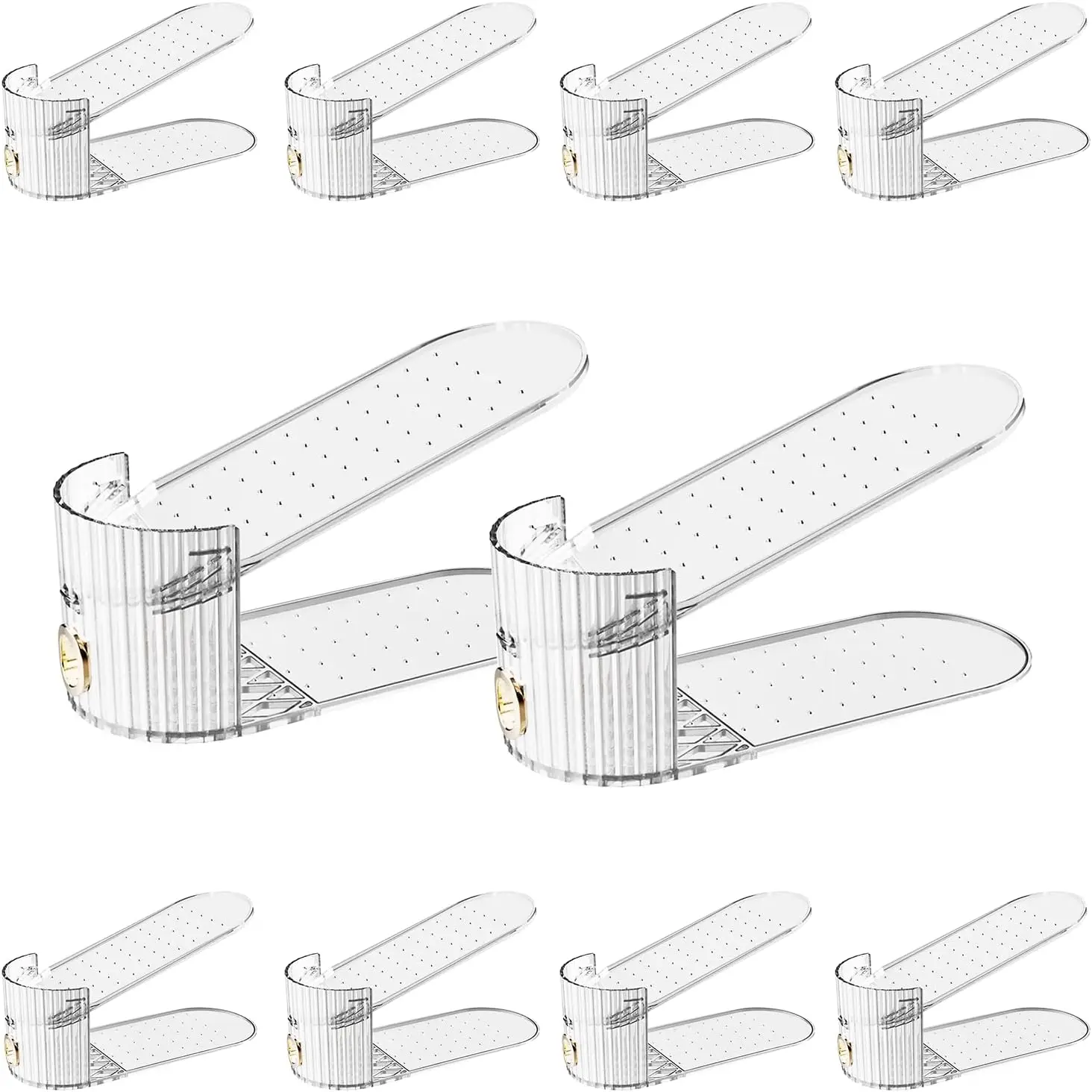 Adjustable Shoe Organizer for Closet, Double Deck Space Saver Stacker for Shoes, 10 Pack Clear
Adjustable Shoe Organizer for Closet, Double Deck Space Saver Stacker for Shoes, 10 Pack Clear