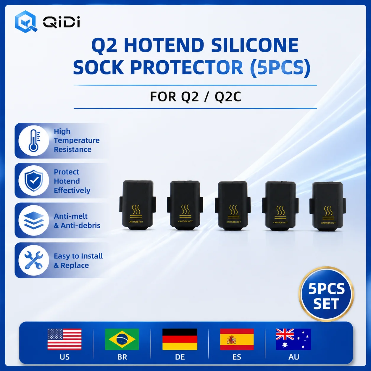 Original QIDI Q2 Hotend Silicone Sock Protector (5PCS) | Heat Resistant Silicone Cover for Q2 / Q2C Hot End
Original QIDI Q2 Hotend Silicone Sock Protector (5PCS) | Heat Resistant Silicone Cover for Q2 / Q2C Hot End