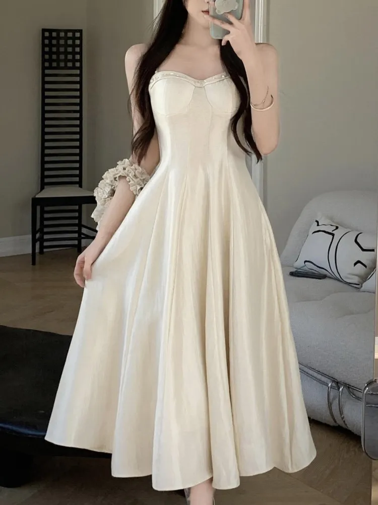 French Chic Elegant Wedding Party Evening Sling Long Dress Solid Wasit A-Line Woman Dresses Spring Summer 2025 New Vestidos
French Chic Elegant Wedding Party Evening Sling Long Dress Solid Wasit A-Line Woman Dresses Spring Summer 2025 New Vestidos