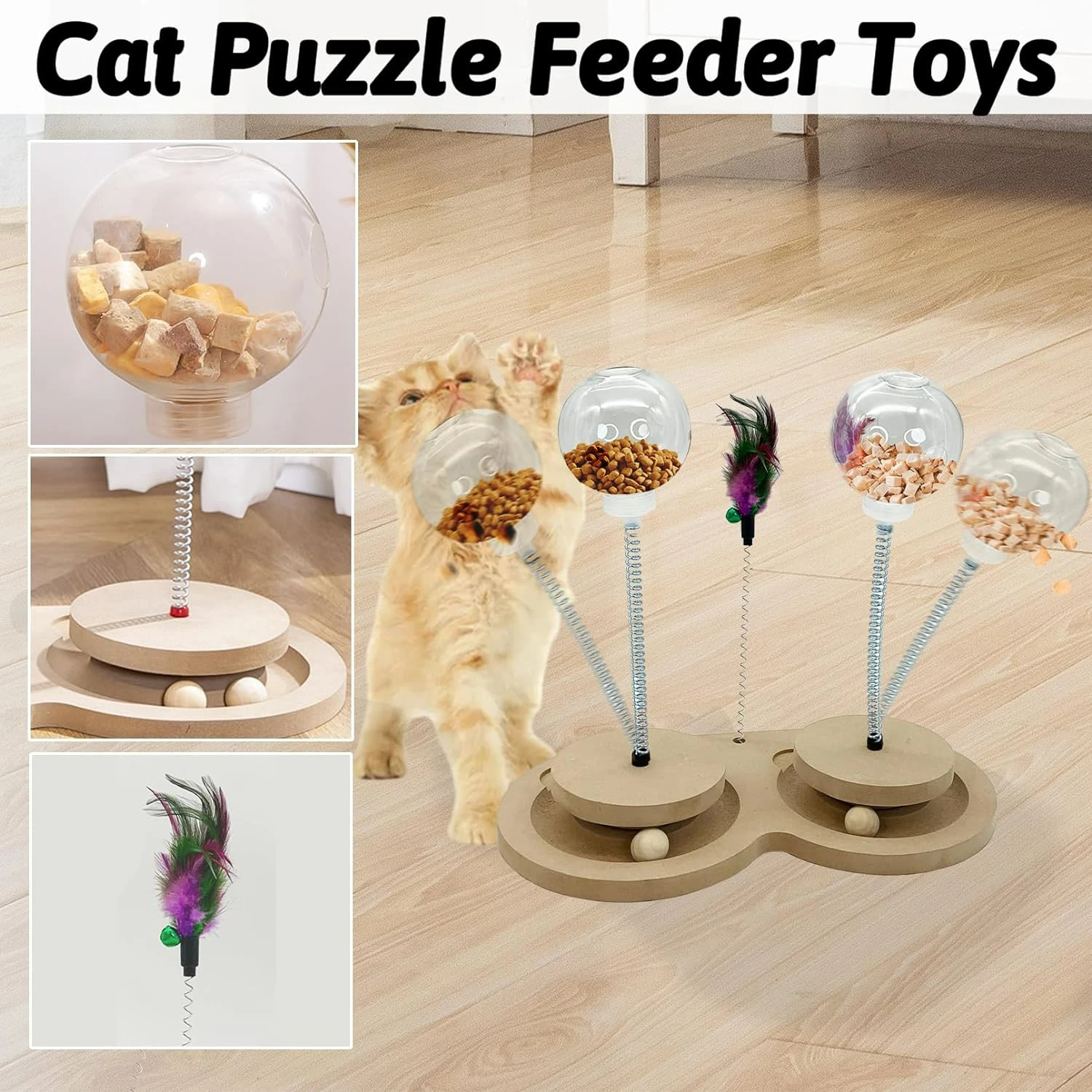 Interactive and Engaging Cat Toys - Hilarious Treat Dispenser with Feather, Wooden Ball Track, and Slow Feeder Spring Toys - Ens
Interactive and Engaging Cat Toys - Hilarious Treat Dispenser with Feather, Wooden Ball Track, and Slow Feeder Spring Toys - Ens
