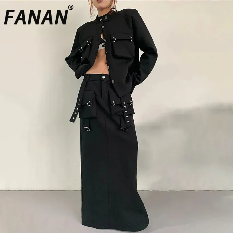 FANAN Streetwear 2 Piece Set Women's Round Neck Single Breasted Fit Coats+high Waist A-line Mid-length Skirt 2025 New Tide Suits
FANAN Streetwear 2 Piece Set Women's Round Neck Single Breasted Fit Coats+high Waist A-line Mid-length Skirt 2025 New Tide Suits