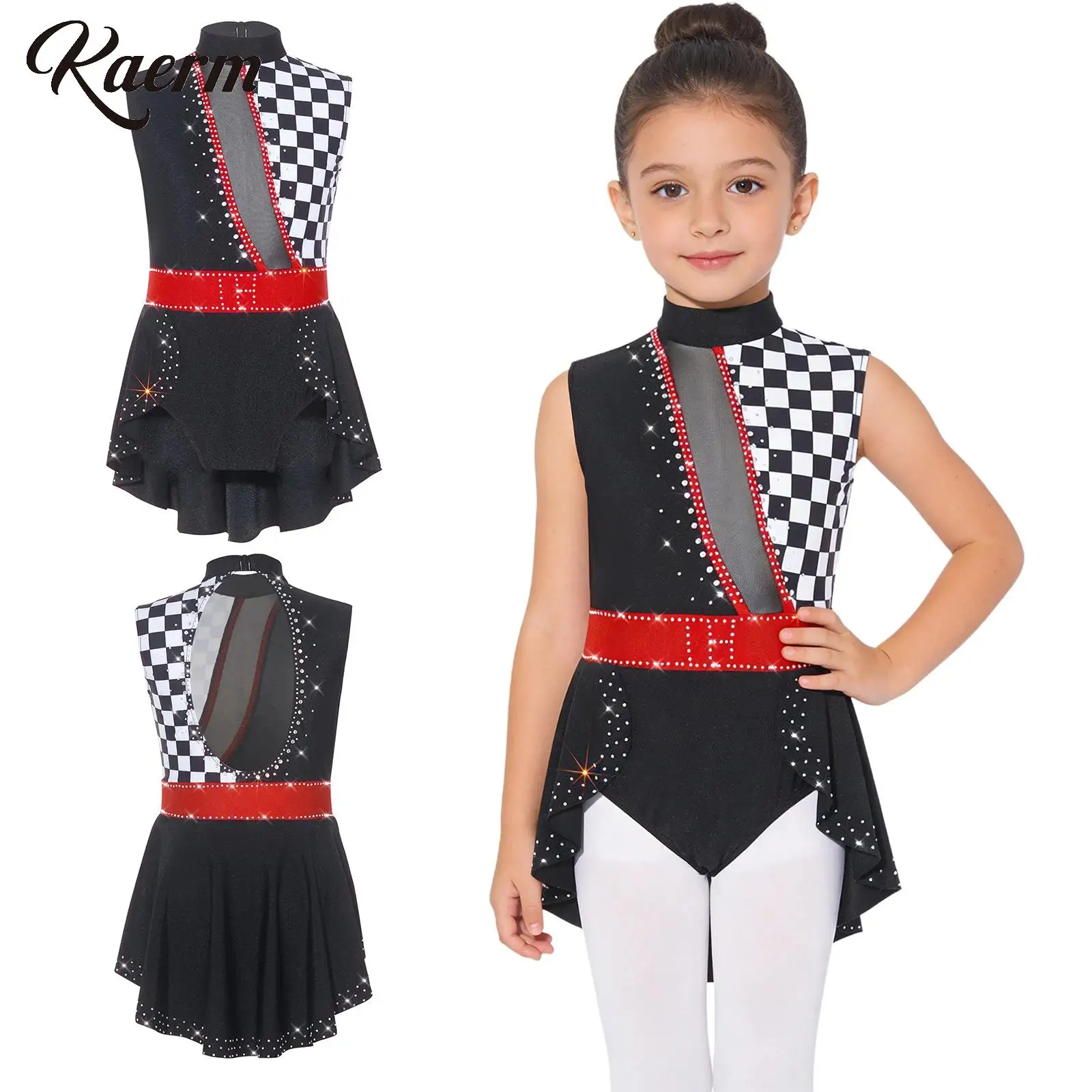 Girls Circus Clown Costume Halloween Cosplay Ringmaster Bodysuit Shiny Rhinestones Ruffle Skirt Fancy Checkerboard Print Leotard
Girls Circus Clown Costume Halloween Cosplay Ringmaster Bodysuit Shiny Rhinestones Ruffle Skirt Fancy Checkerboard Print Leotard