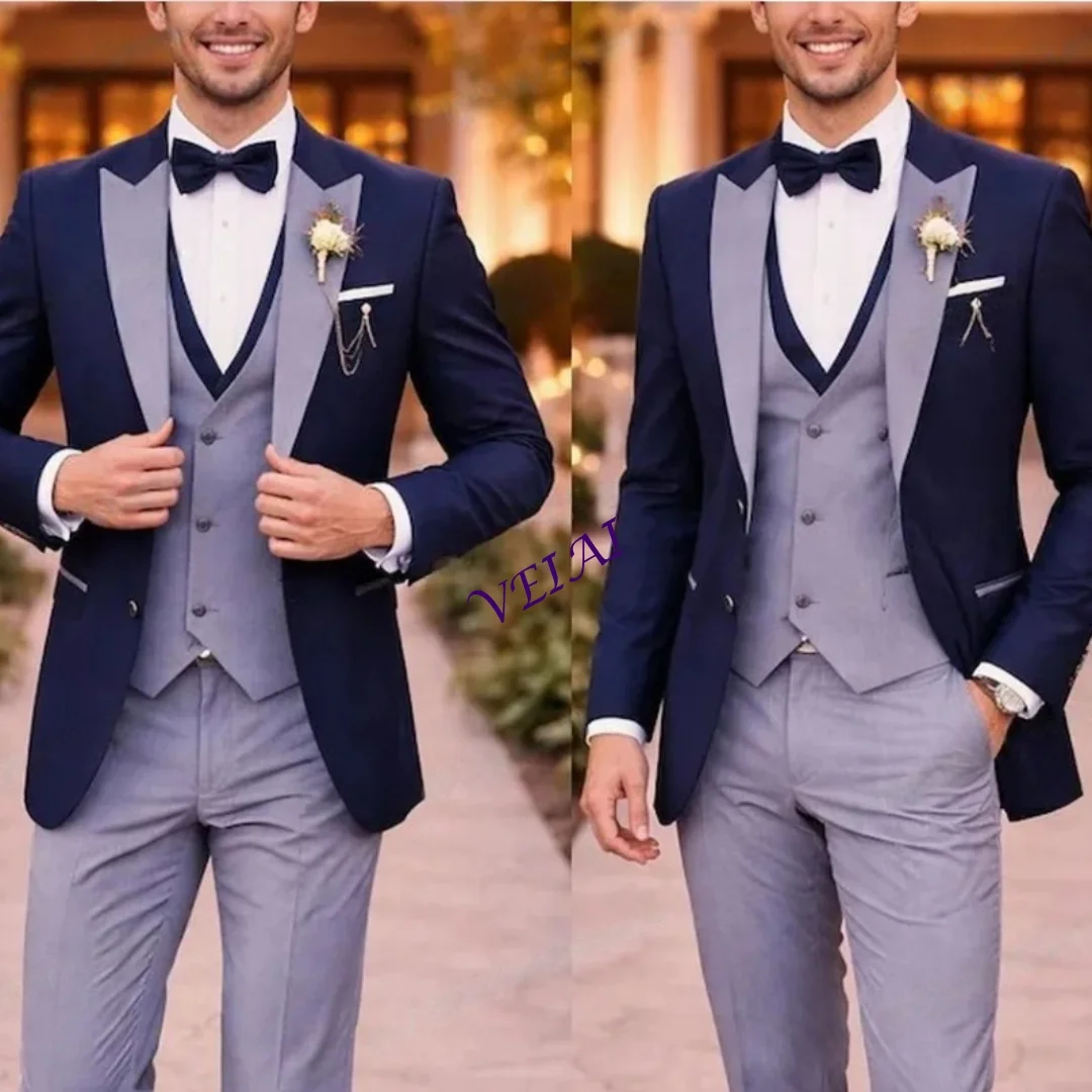 CustomizedGrey And Navy Blue Formal Men Suit Groom Groomsman Wedding Party Prom Business Male Tuxedos 3 Piece Set Blazer Vest Pa
CustomizedGrey And Navy Blue Formal Men Suit Groom Groomsman Wedding Party Prom Business Male Tuxedos 3 Piece Set Blazer Vest Pa