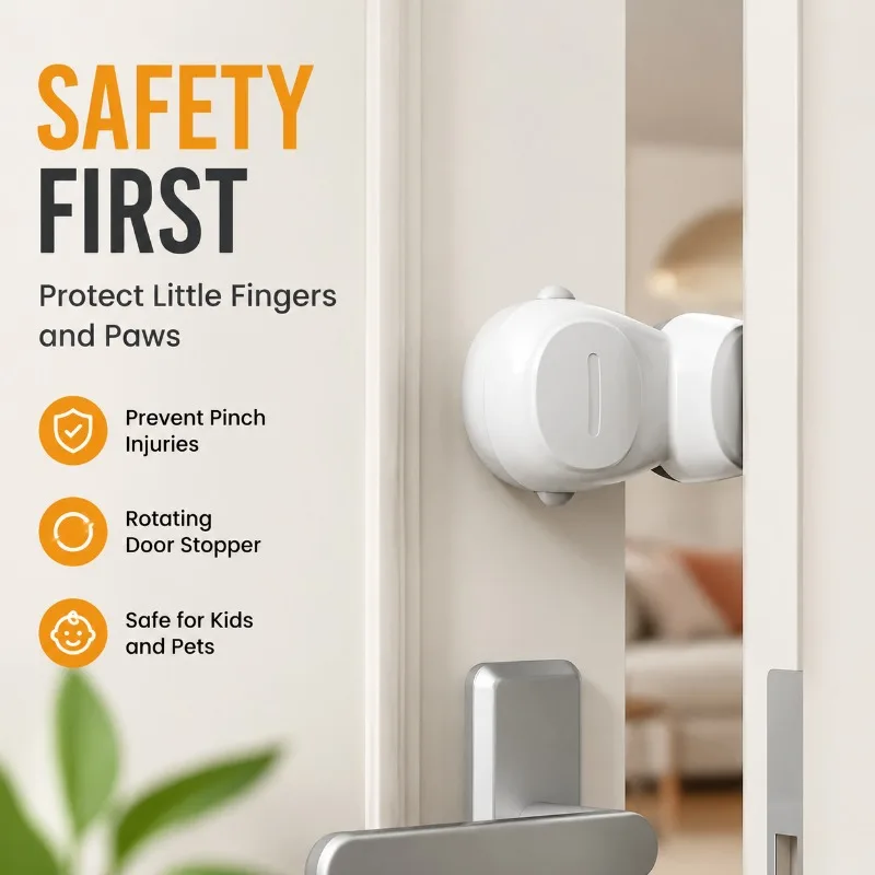 Child Safety Finger Pinch Guard, Rotating Door Stopper to Prevent Door Injuries for Kids and Pets
Child Safety Finger Pinch Guard, Rotating Door Stopper to Prevent Door Injuries for Kids and Pets