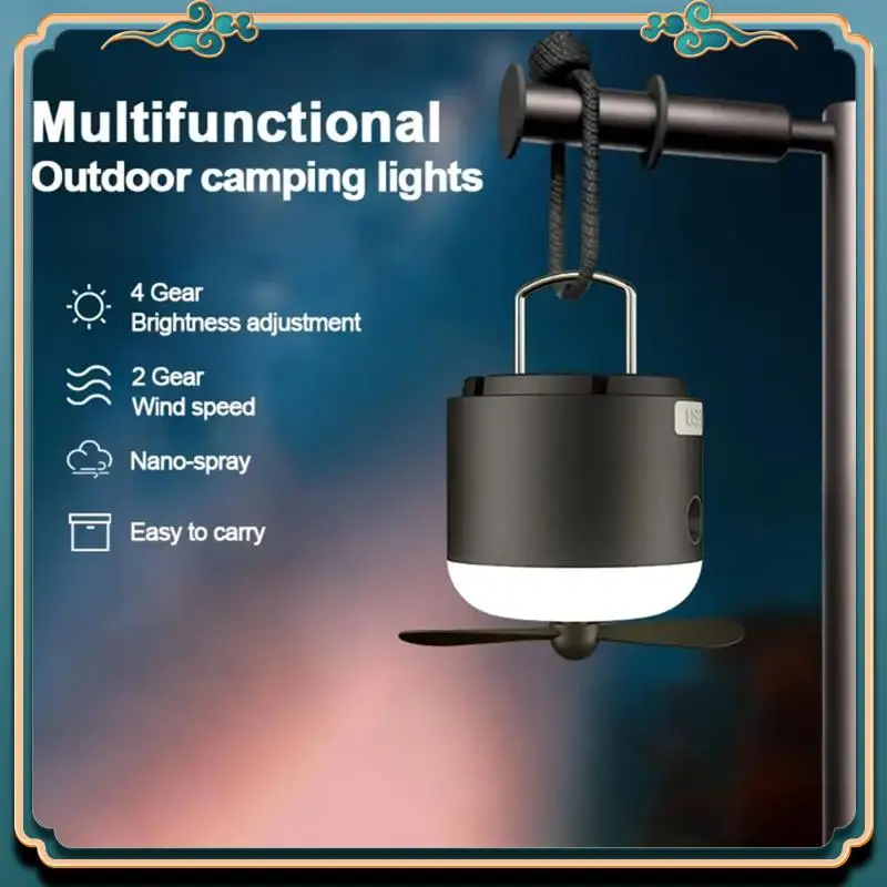 Latest Multi-Function Camping Night Light 1200Mah Rechargeable 3 Level Dimmable Camping Portable Tent Light With Fan Outdoor
Latest Multi-Function Camping Night Light 1200Mah Rechargeable 3 Level Dimmable Camping Portable Tent Light With Fan Outdoor