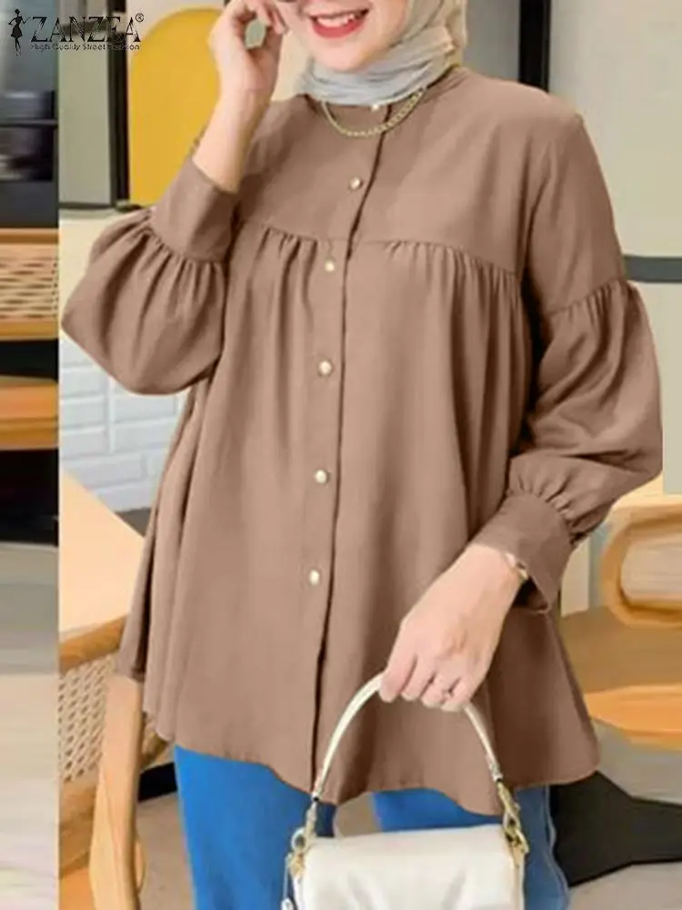 ZANZEA Muslim Women Blouse Ramadan Abaya Causal Long Sleeve Work Shirt Fashion Loose Hijab Tops Islamic Clothing Turkey Kaftan
ZANZEA Muslim Women Blouse Ramadan Abaya Causal Long Sleeve Work Shirt Fashion Loose Hijab Tops Islamic Clothing Turkey Kaftan