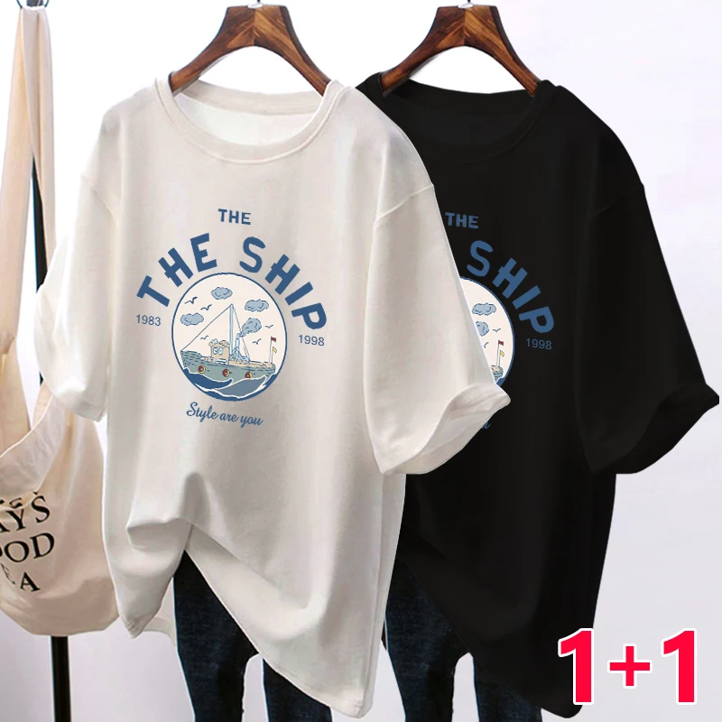 The Ship Printed Women's Cotton T-shirt Casual Loose Fashion Summer Hip Hop Street Women's Plus Size Short Sleeve shirt Clothes
The Ship Printed Women's Cotton T-shirt Casual Loose Fashion Summer Hip Hop Street Women's Plus Size Short Sleeve shirt Clothes