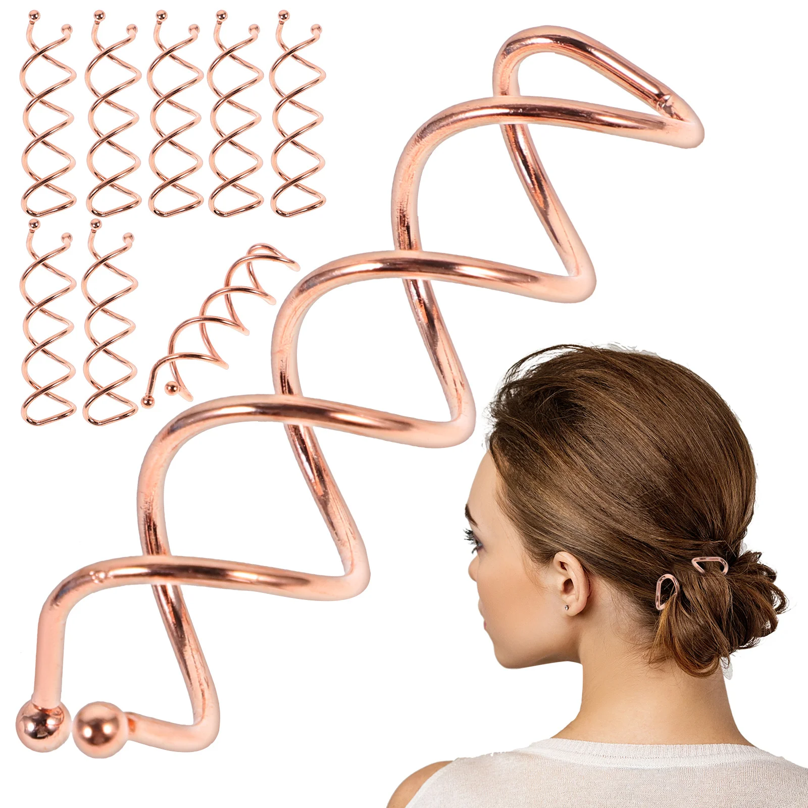 20pcs Spiral Hair Clips Rose Gold Flexible Bun Maker For Long Hair Women Wedding Bride Hairstyle Accessories
20pcs Spiral Hair Clips Rose Gold Flexible Bun Maker For Long Hair Women Wedding Bride Hairstyle Accessories