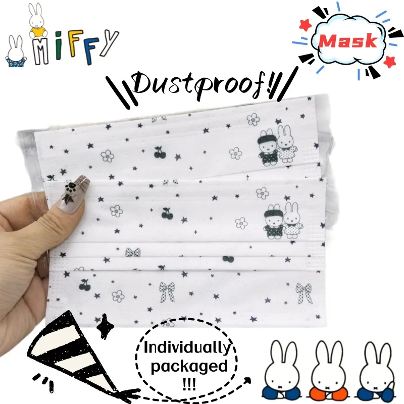 10pcs Miffy cartoon printed pattern cute atmosphere mask, creative kawaii girl individually packaged dustproof mask wholesale
10pcs Miffy cartoon printed pattern cute atmosphere mask, creative kawaii girl individually packaged dustproof mask wholesale