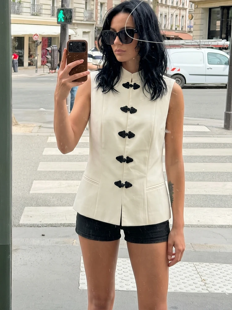 HH Elegant Summer Chinese-Style Sleeveless Vest For Women Stand Collar Slim Blended Vest Casual Office Daily Commuting Top
HH Elegant Summer Chinese-Style Sleeveless Vest For Women Stand Collar Slim Blended Vest Casual Office Daily Commuting Top