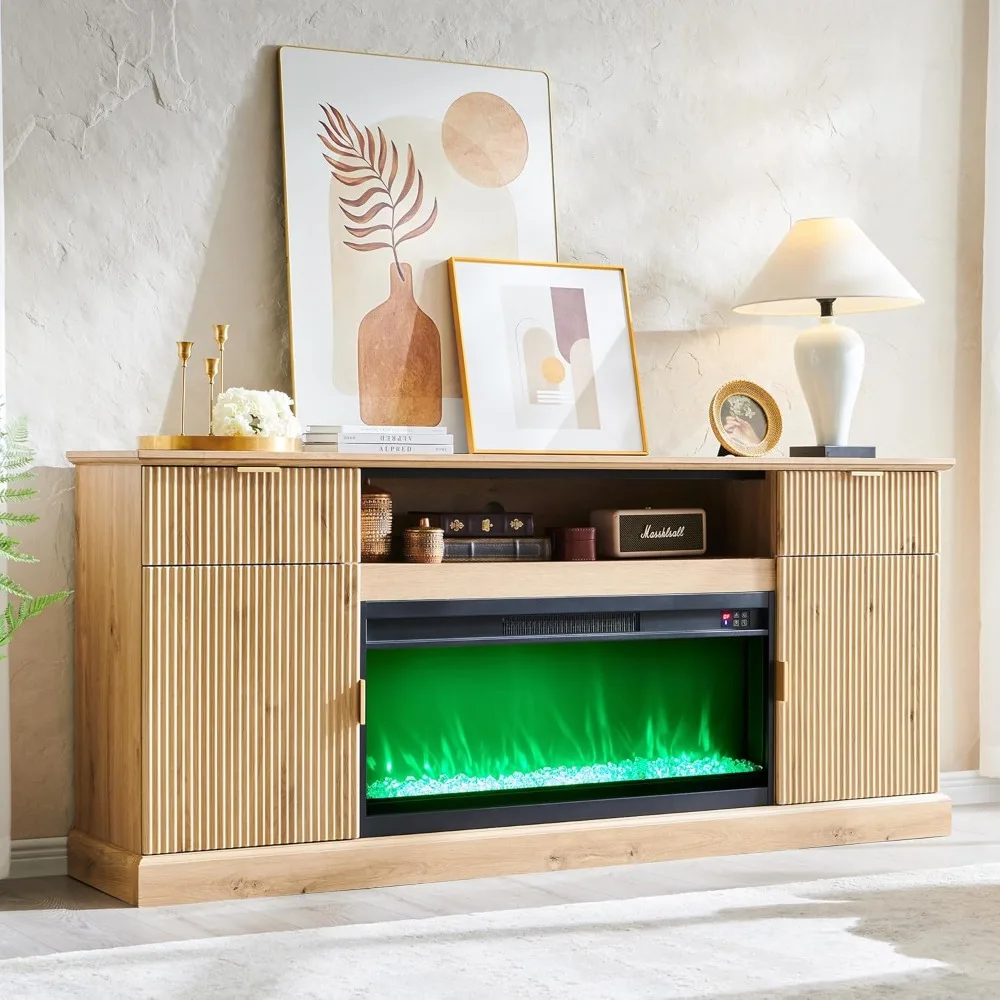 Fluted Fireplace TV Stand for TVs Up to 80 inch, Modern Entertainment Center with 36" Electric Fireplace, Wood Media Console
Fluted Fireplace TV Stand for TVs Up to 80 inch, Modern Entertainment Center with 36" Electric Fireplace, Wood Media Console