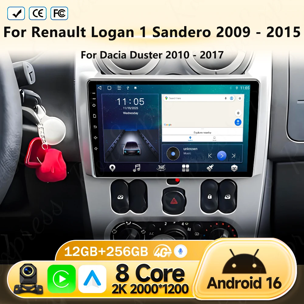 Android 16 Car Radio For Renault Logan 1 Sandero 2009 - 2015 For Dacia Duster 2010 - 2017 Multimedia Video Player Navigation
Android 16 Car Radio For Renault Logan 1 Sandero 2009 - 2015 For Dacia Duster 2010 - 2017 Multimedia Video Player Navigation
