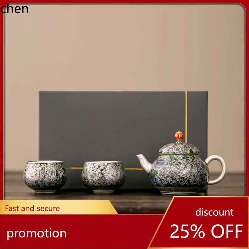 H1 emerald green filigree silver one pot two cups dielianhua handmade for home gift box gilt silver high-end tea set
H1 emerald green filigree silver one pot two cups dielianhua handmade for home gift box gilt silver high-end tea set