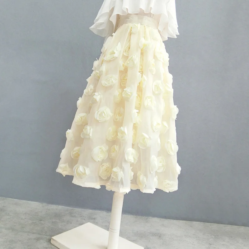 Three-dimensional rose skirt women's spring and summer new women's skirt high waist a line
Three-dimensional rose skirt women's spring and summer new women's skirt high waist a line