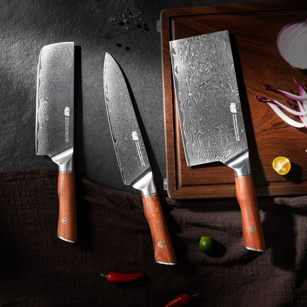 Нож FINDKING, 1 шт., 67 слоев дамасской стали, нож Накири, Santoku, нож шеф-повара, нож для нарезки кислой ветки, дерево, роза, серия с узором
Нож FINDKING, 1 шт., 67 слоев дамасской стали, нож Накири, Santoku, нож шеф-повара, нож для нарезки кислой ветки, дерево, роза, серия с узором