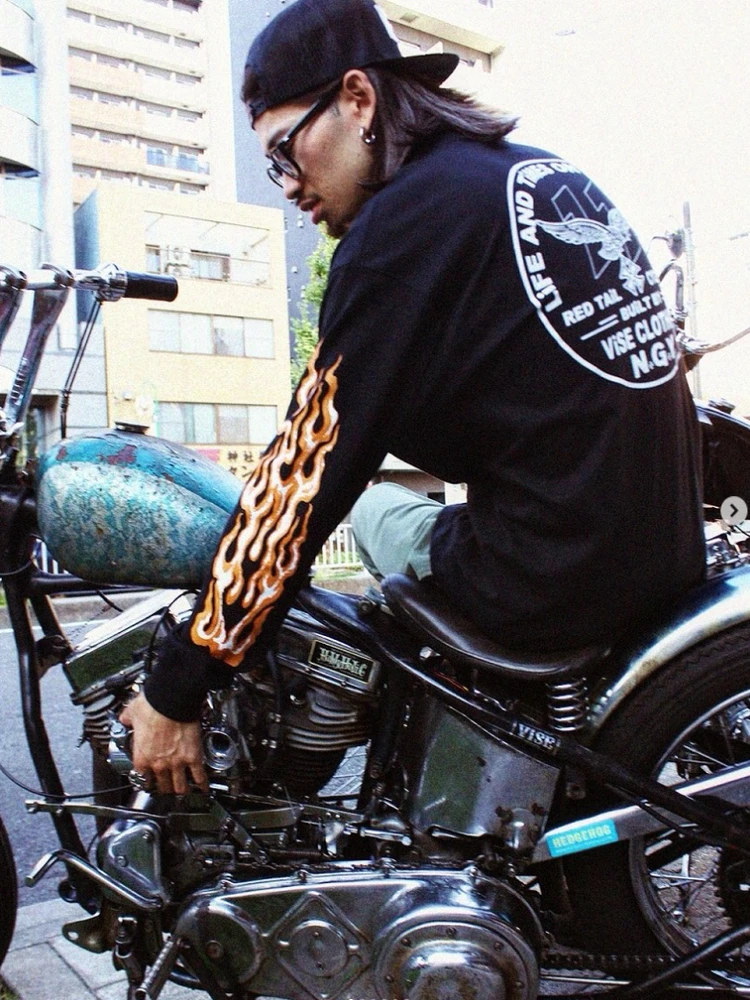 Neutral Pure Cotton Long Sve T-irt Flame Motorcycle Vintage Sle Tee Colors VSE Casual Loose Fit Men's Autumn Winter
Neutral Pure Cotton Long Sve T-irt Flame Motorcycle Vintage Sle Tee Colors VSE Casual Loose Fit Men's Autumn Winter