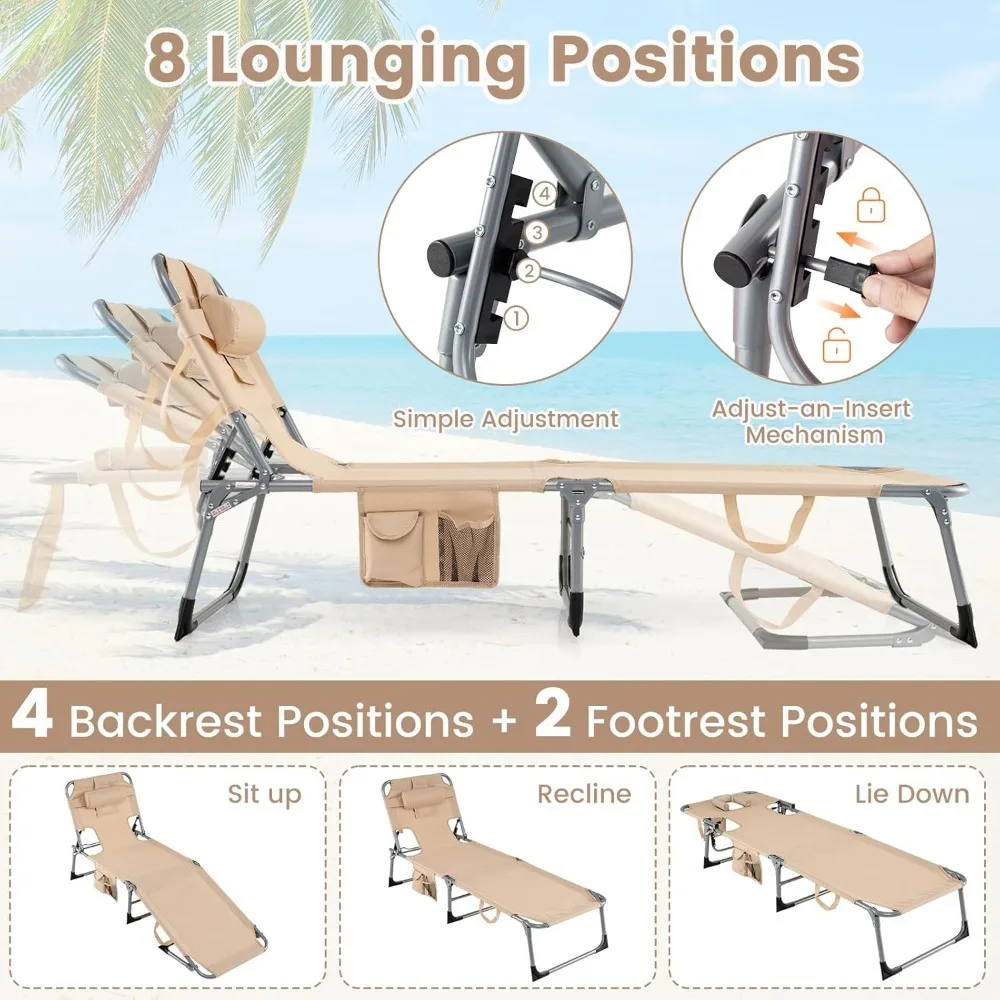 Tanning Chair, Folding Adjustable Patio Lounge Chair with Face Hole, Removable Pillow, 330LBS, Carry Strap, Customized
Tanning Chair, Folding Adjustable Patio Lounge Chair with Face Hole, Removable Pillow, 330LBS, Carry Strap, Customized