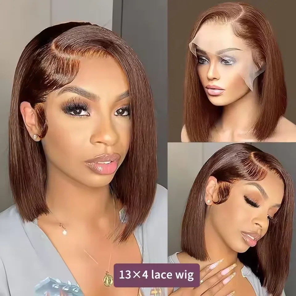 13x4 Transparent Lace Front Human Hair Wig Brazilian Remy Hair 4# Chocolate Brown Straight Short Bob Wigs Human Hair Honey Brown
13x4 Transparent Lace Front Human Hair Wig Brazilian Remy Hair 4# Chocolate Brown Straight Short Bob Wigs Human Hair Honey Brown